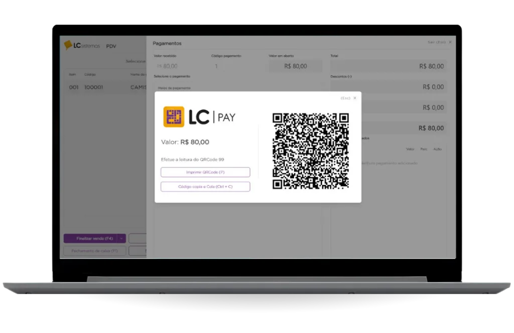 LC Pay: pagamento via PIX com QR Code direto no PDV